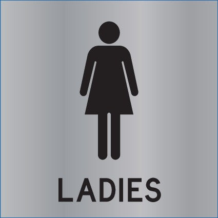 REVERSE ENGRAVED PAINT-FILLED LADIES WITH FEMALE PICTO RESTROOM 150 X 150