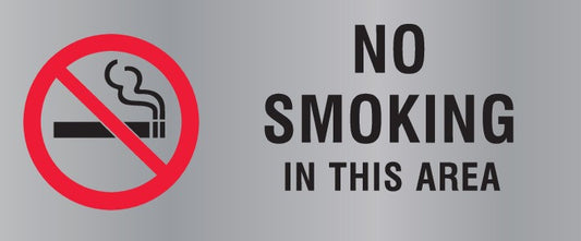 REVERSE ENGRAVED PAINT-FILLED NO SMOKING IN THIS AREA WITH PICTO 290 X 120