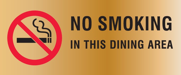 REVERSE ENGRAVED PAINT-FILLED NO SMOKING IN THIS DINING AREA WITH PICTO 290 X 120