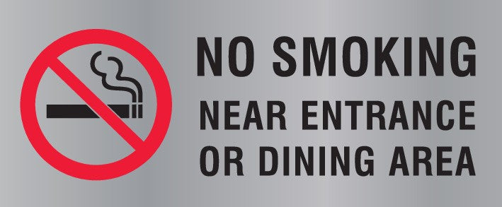 REVERSE ENGRAVED PAINT-FILLED NO SMOKING NEAR ENTRANCE OR DINING AREA WITH PICTO 290 X 120
