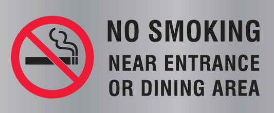 REVERSE ENGRAVED PAINT-FILLED NO SMOKING NEAR ENTRANCE OR DINING AREA WITH PICTO 290 X 120