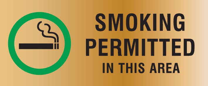 REVERSE ENGRAVED PAINT-FILLED SMOKING PERMITTED IN THIS AREA WITH PICTO 290 X 120