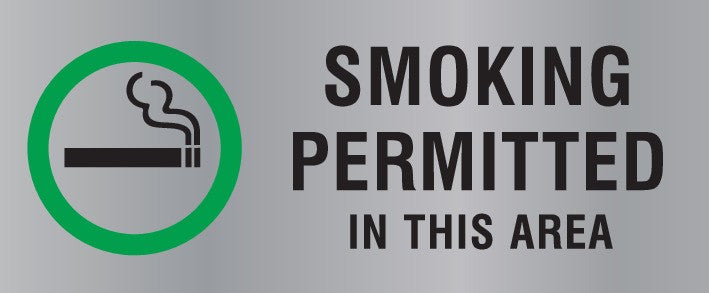 REVERSE ENGRAVED PAINT-FILLED SMOKING PERMITTED IN THIS AREA WITH PICTO 290 X 120