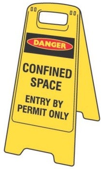 FLOOR STAND MOULDED PLASTIC CONFINED SPACE ENTRY BY PERMIT ONLY WITH PICTO 