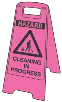 FLOOR STAND MOULDED PLASTIC CLEANING IN PROGRESS WITH PICTO
