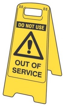 FLOOR STAND MOULDED PLASTIC OUT OF SERVICE WITH PICTO