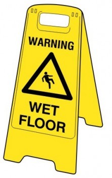 FLOOR STAND MOULDED PLASTIC WARNING WET FLOOR WITH PICTO - PREPRINTED