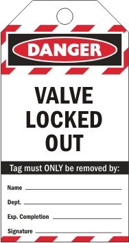 VALVE LOCKED OUT DANGER HAZARD TAG 80 X 150