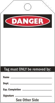 DANGER BLANK DANGER HAZARD TAG 80 X 150