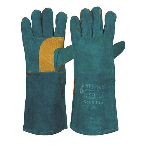 PROCHOICE PYROMATE SOUTH PAW LEFT HAND PAIR GREEN & GOLD KEVLAR WELDING GLOVE