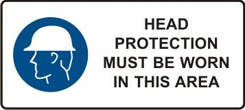 HEAD PROTECTION MUST BE WORN IN THIS AREA WITH PICTO
