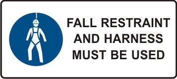 FALL RESTRAINT HARNESS MUST BE USED WITH PICTO