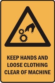 KEEP HANDS & LOOSE CLOTHING CLEAR OF MACHINE WITH PICTO