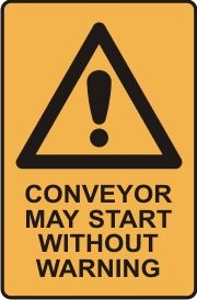 CONVEYOR MAY START WITHOUT WARNING WITH PICTO