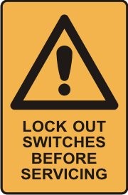 LOCK OUT SWITCHES BEFORE SERVICING WITH PICTO