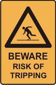 BEWARE RISK OF TRIPPING WITH PICTO