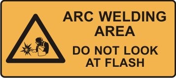 ARC WELDING AREA DO NOT LOOK AT FLASH WITH PICTO