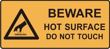 BEWARE HOT SURFACE DO NOT TOUCH WITH PICTO