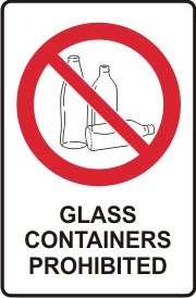 GLASS CONTAINERS PROHIBITED WITH PICTO