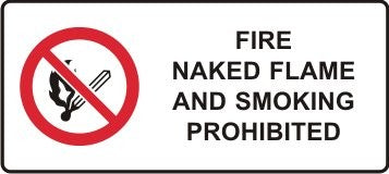 FIRE NAKED FLAME & SMOKING PROHIBITED WITH PICTO