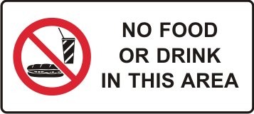 NO FOOD OR DRINK IN THIS AREA WITH PICTO