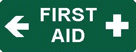 FIRST AID PICTO & LEFT ARROW ADHESIVE LABEL 100 X 225