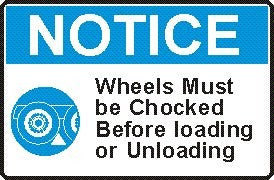 WHEELS MUST BE CHOCKED BEFORE LOADING OR UNLOADING WITH PICTO