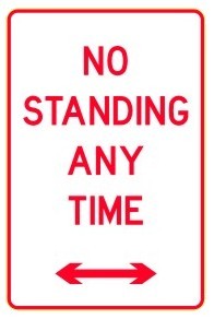 NO STANDING ANYTIME WITH ARROWS 300 X 450