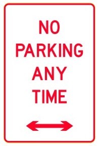 NO PARKING ANYTIME WITH ARROWS 300 X 450