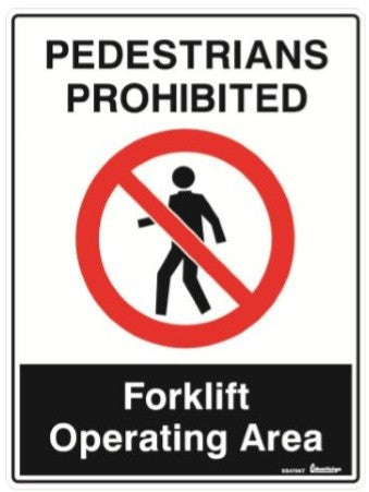 PEDESTRIANS PROHIBITED FORKLIFT OPERATING AREA WITH PICTO 600 X 450