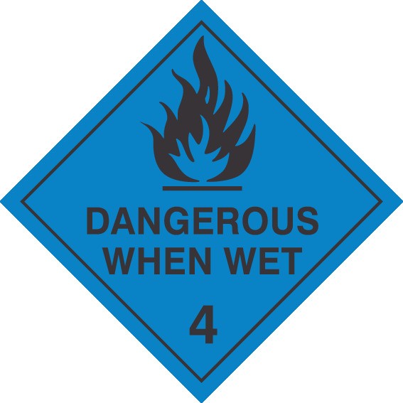 DANGEROUS WHEN WET HAZCHEM PLACARD