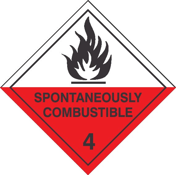 SPONTANEOUSLY COMBUSTIBLE HAZCHEM PLACARD