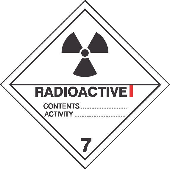 RADIOACTIVE I HAZCHEM PLACARD