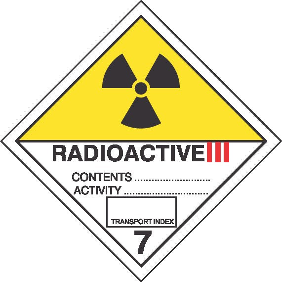 RADIOACTIVE III HAZCHEM PLACARD