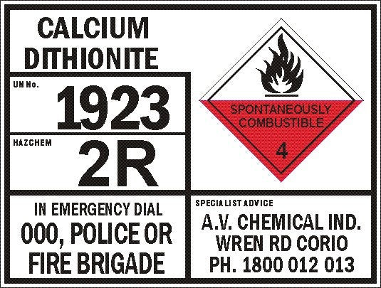 CUSTOM EMERGENCY INFORMATION PANEL HAZCHEM TRANSPORT PLACARD 620 X 820