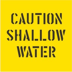 CAUTION SHALLOW WATER STENCIL 650 X 650