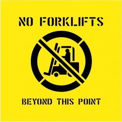 NO FORKLIFTS BEYOND THIS POINT WITH PICTO STENCIL 650 X 650