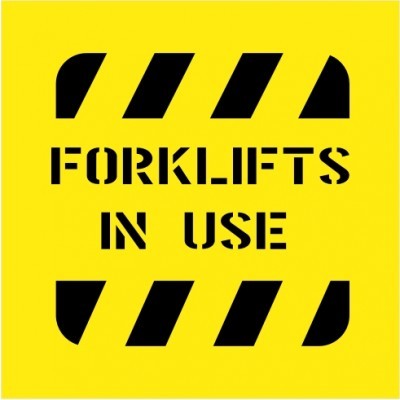 FORKLIFTS IN USE STENCIL 650 X 650