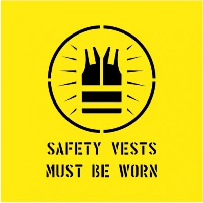 SAFETY VESTS MUST BE WORN WITH PICTO STENCIL 650 X 650