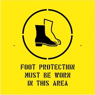 FOOT PROTECTION MUST BE WORN IN THIS AREA WITH PICTO STENCIL 650 X 650
