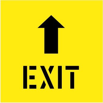 EXIT WITH ARROW PICTO STENCIL 450 X 450