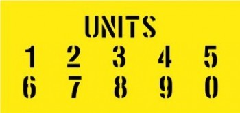 UNITS NUMBERS 0 - 9 CARPARK STENCIL