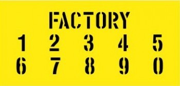 FACTORY NUMBERS 0 - 9 CARPARK STENCIL