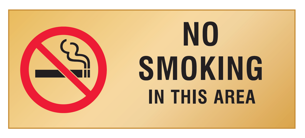 REVERSE ENGRAVED HAND PAINT-FILLED NO SMOKING IN THIS AREA WITH PICTO 290 X 120