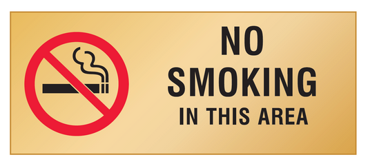 REVERSE ENGRAVED HAND PAINT-FILLED NO SMOKING IN THIS AREA WITH PICTO 290 X 120