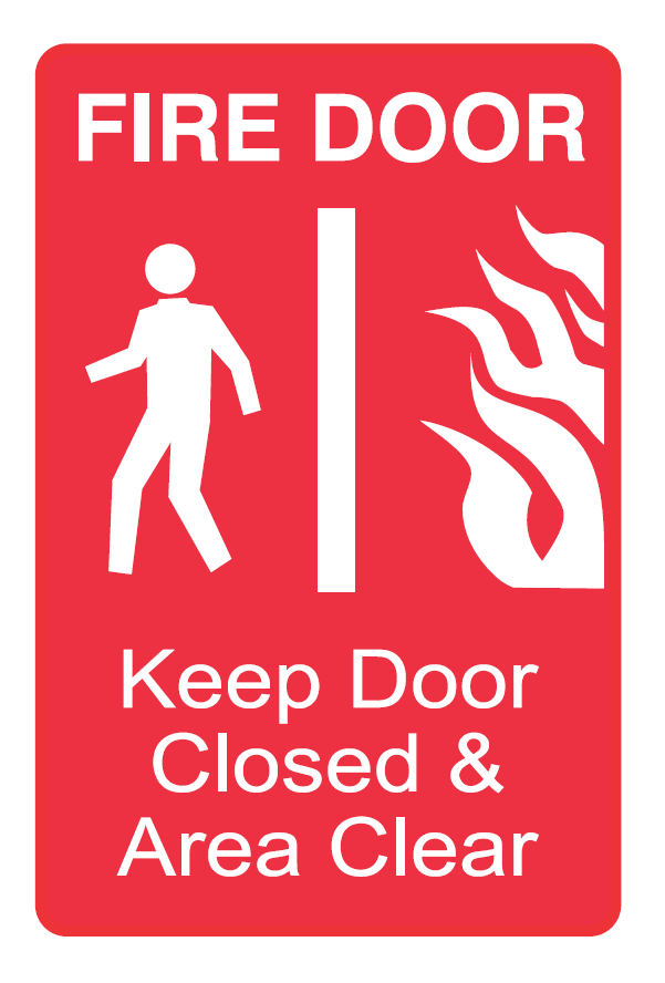 FIRE DOOR KEEP CLOSED & AREA CLEAR WITH PICTO