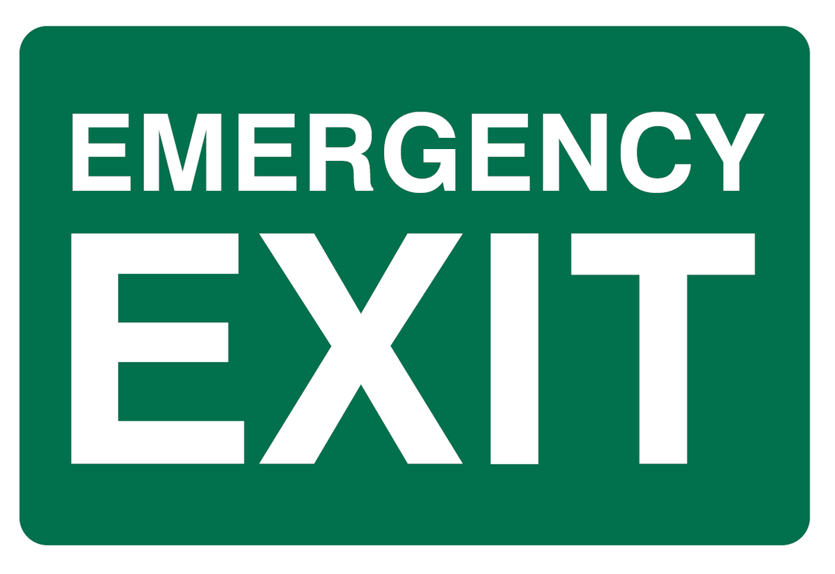 EMERGENCY EXIT ADHESIVE LABEL 150 X 225
