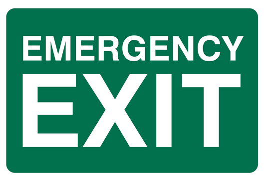 EMERGENCY EXIT ADHESIVE LABEL 150 X 225