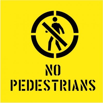 NO PEDESTRIANS WITH PICTO STENCIL 650 X 650