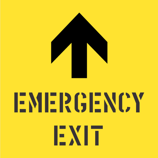 EMERGENCY EXIT WITH ARROW STENCIL 650 X 650
